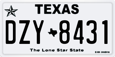 TX license plate DZY8431