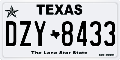 TX license plate DZY8433