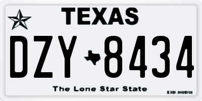 TX license plate DZY8434