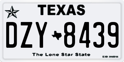 TX license plate DZY8439