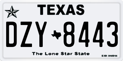 TX license plate DZY8443