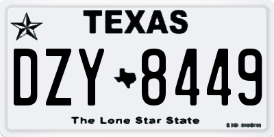 TX license plate DZY8449