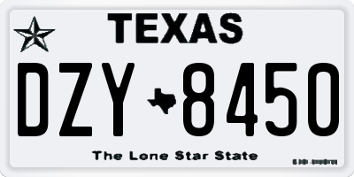 TX license plate DZY8450