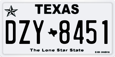 TX license plate DZY8451