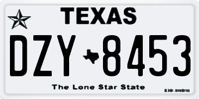 TX license plate DZY8453