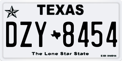 TX license plate DZY8454