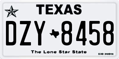 TX license plate DZY8458