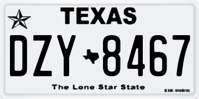 TX license plate DZY8467