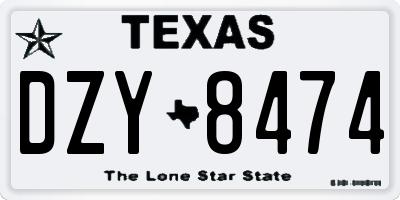 TX license plate DZY8474