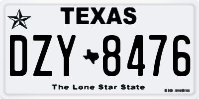 TX license plate DZY8476