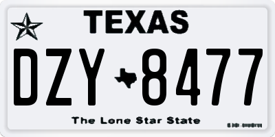 TX license plate DZY8477