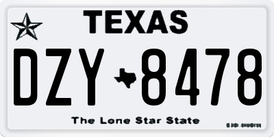 TX license plate DZY8478