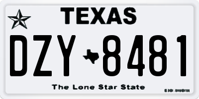 TX license plate DZY8481