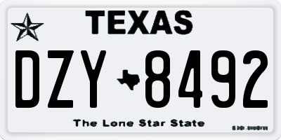 TX license plate DZY8492