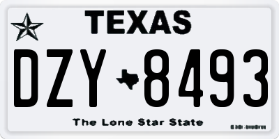 TX license plate DZY8493