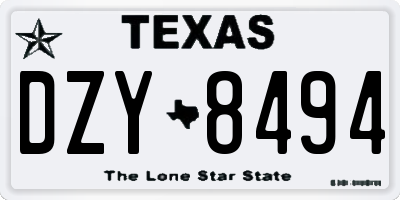 TX license plate DZY8494