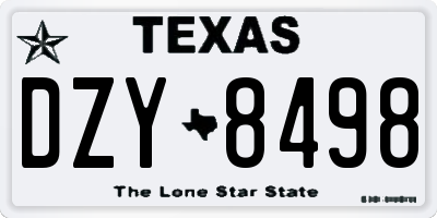 TX license plate DZY8498