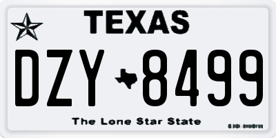 TX license plate DZY8499