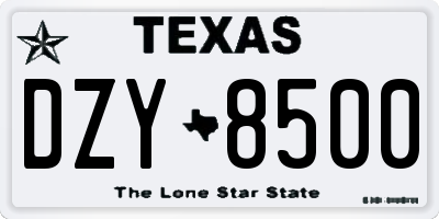 TX license plate DZY8500