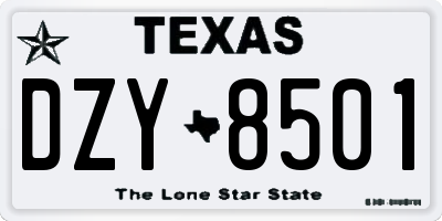 TX license plate DZY8501