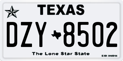 TX license plate DZY8502