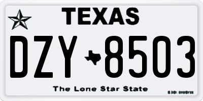 TX license plate DZY8503