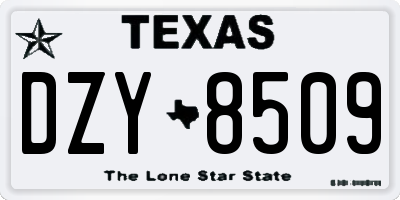 TX license plate DZY8509