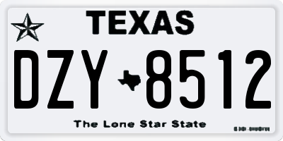 TX license plate DZY8512