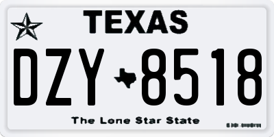 TX license plate DZY8518