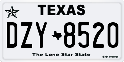 TX license plate DZY8520