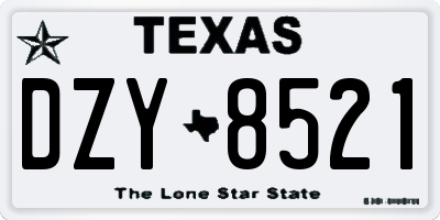 TX license plate DZY8521