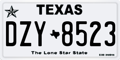 TX license plate DZY8523