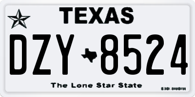 TX license plate DZY8524