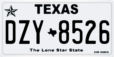 TX license plate DZY8526