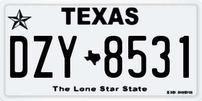 TX license plate DZY8531