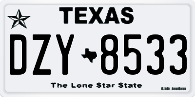 TX license plate DZY8533