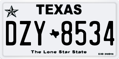 TX license plate DZY8534