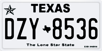 TX license plate DZY8536