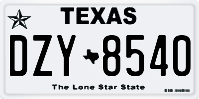 TX license plate DZY8540