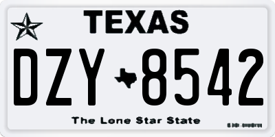 TX license plate DZY8542