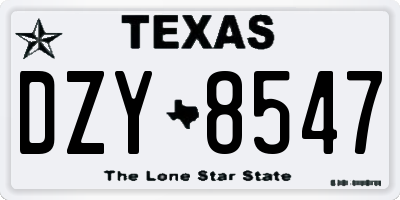 TX license plate DZY8547