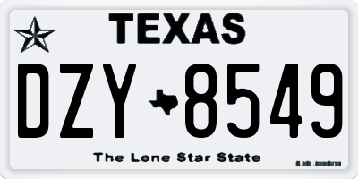 TX license plate DZY8549