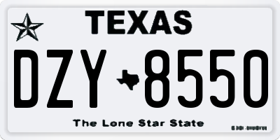 TX license plate DZY8550