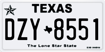 TX license plate DZY8551