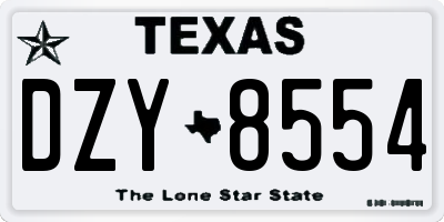 TX license plate DZY8554