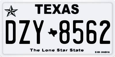 TX license plate DZY8562