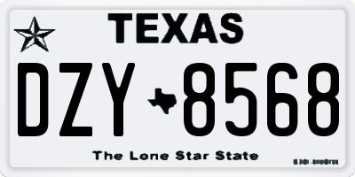 TX license plate DZY8568