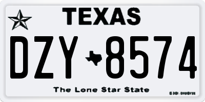 TX license plate DZY8574