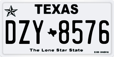 TX license plate DZY8576