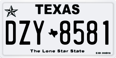 TX license plate DZY8581